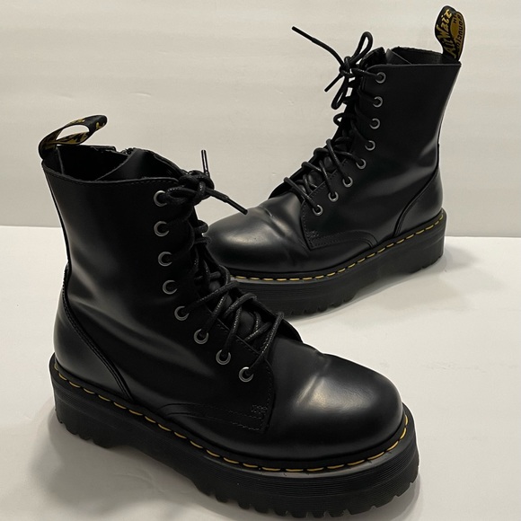 Dr Martens Jadon Pisa Leather Platform Boots 🥾 Black Size 8 - Picture 3 of 9